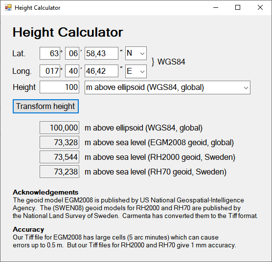 Height Calculator Sample